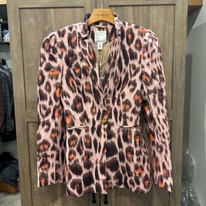 NWT C/MEO Collective Small Leopard blazer Linen Blend